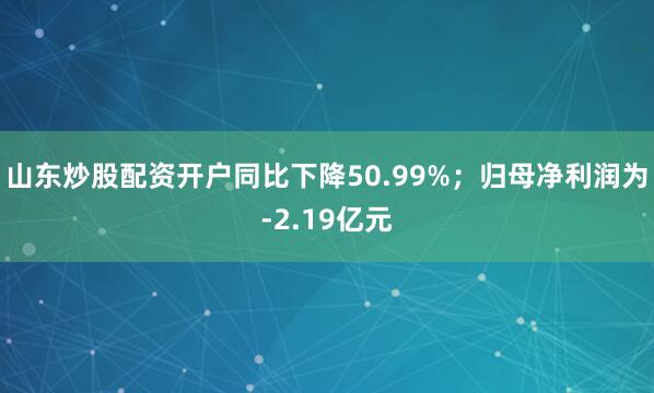山东炒股配资开户同比下降50.99%；归母净利润为-2.19亿元